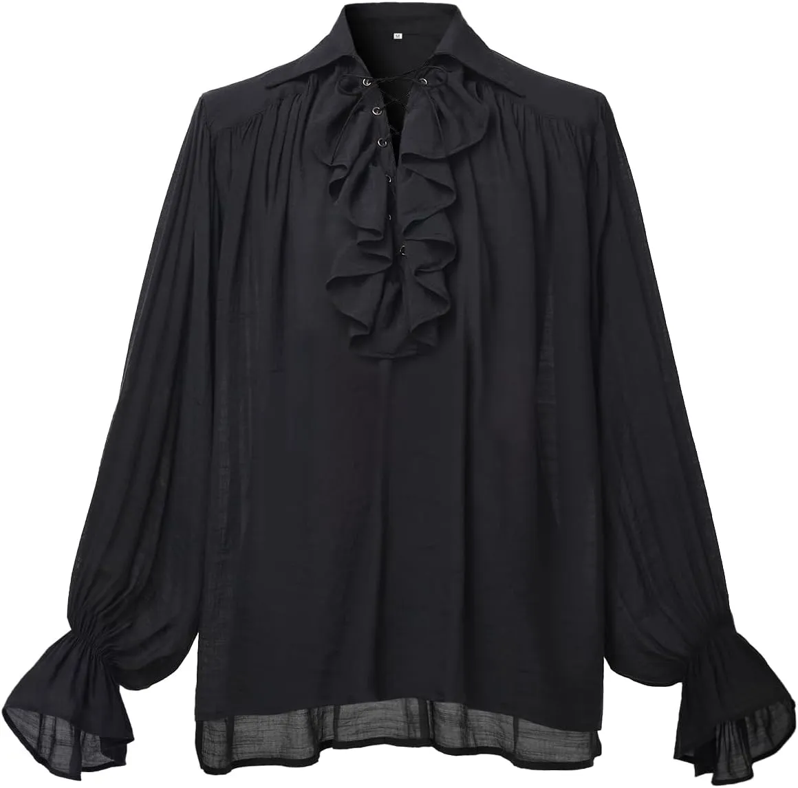 GRACEART Men Pirate Shirt Women Vampire Renaissance Shirts Victorian Ruffled Medieval Costume Cotton Linen Shirt
