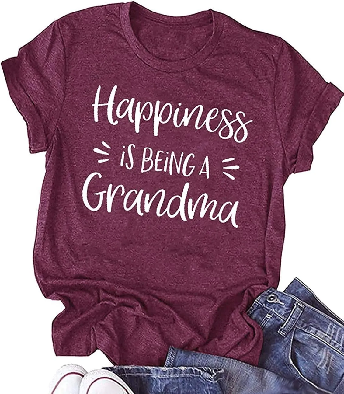 Grandma Shirts for Women Happiness is Being a Grandma Letter Printed Tshirt Grandmother Casual Short Sleeve Tee Tops