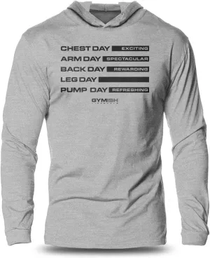 Gymish Lifestyle Athletic Works Gym Days Hooded Workout Shirt Long Sleeve Bodybuilder Men T-shirt