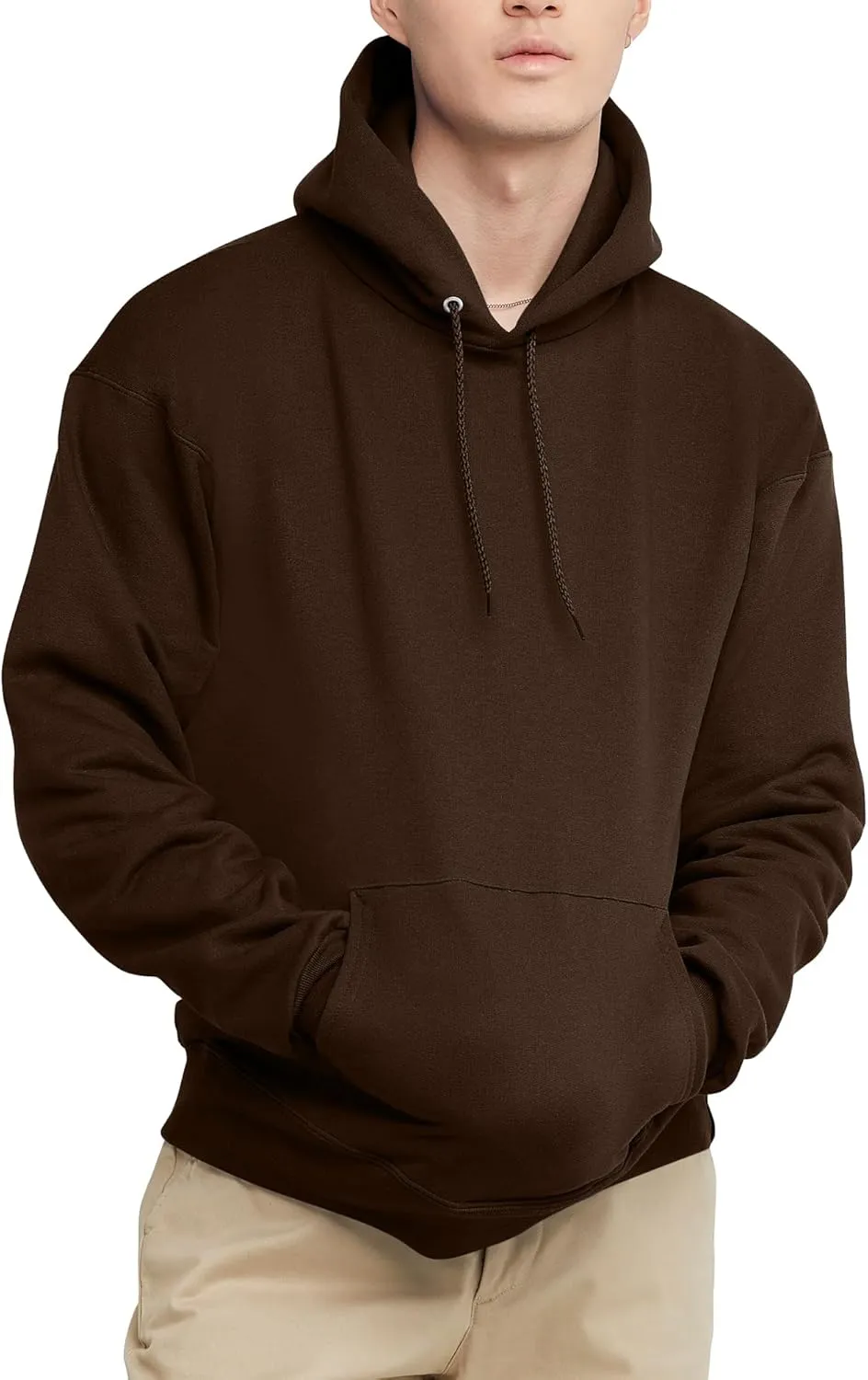 Hanes Ultimate, Heavyweight Fleece Hoodie, Cotton Sweatshirt for Men, Dark Chocolate, 2XL