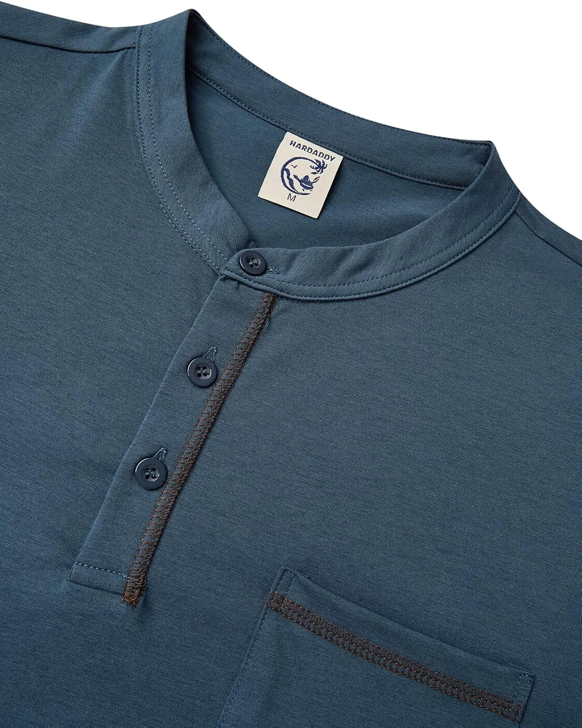 Hardaddy Color Contrast Henley Shirt Long Sleeve Button T-Shirt Henley Tshirt for Men Basic Pullover Shirt with Pocket