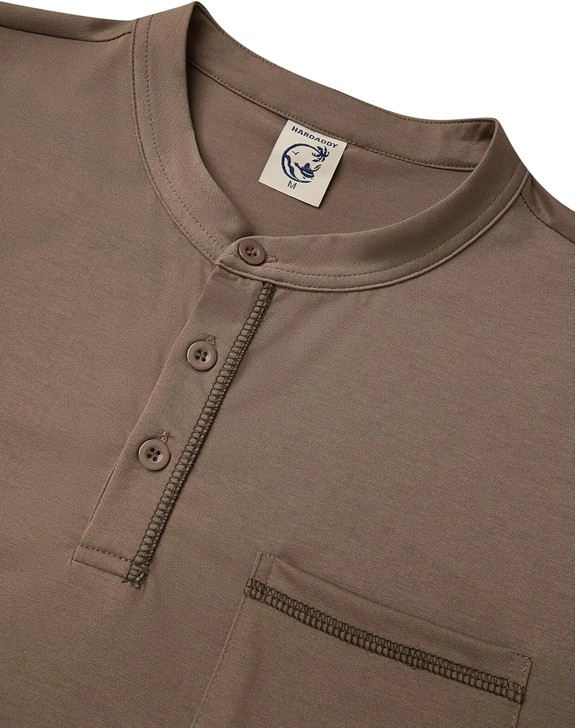 Hardaddy Color Contrast Henley Shirt Long Sleeve Button T-Shirt Henley Tshirt for Men Basic Pullover Shirt with Pocket