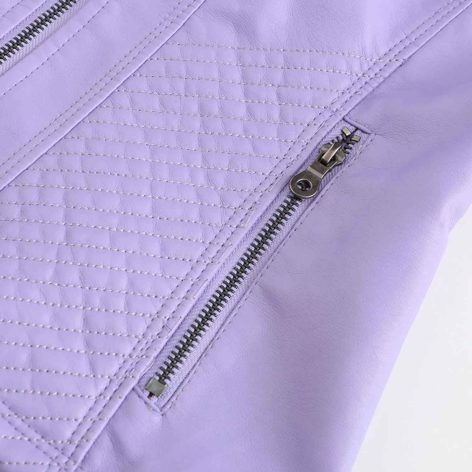 Hasta Faux Leather Jacket Crop Plus Size Women Slim Fit Motorcycle Bike Coat Stand Collar Zip Pocket Short Pleather Jacket