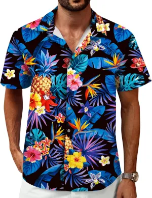 Hawaiian Shirt for Men, Tropical Shirts Casual Summer Button Down Short Sleeve Floral Shirt Vacation Outfits Cruise Shirt