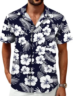 Hawaiian Shirt for Men, Tropical Shirts Casual Summer Button Down Short Sleeve Floral Shirt Vacation Outfits Cruise Shirt
