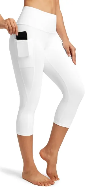Heathyoga Capri Leggings for Women High Waisted Capri Leggings with Pockets for Women Tummy Control Yoga Pants Women