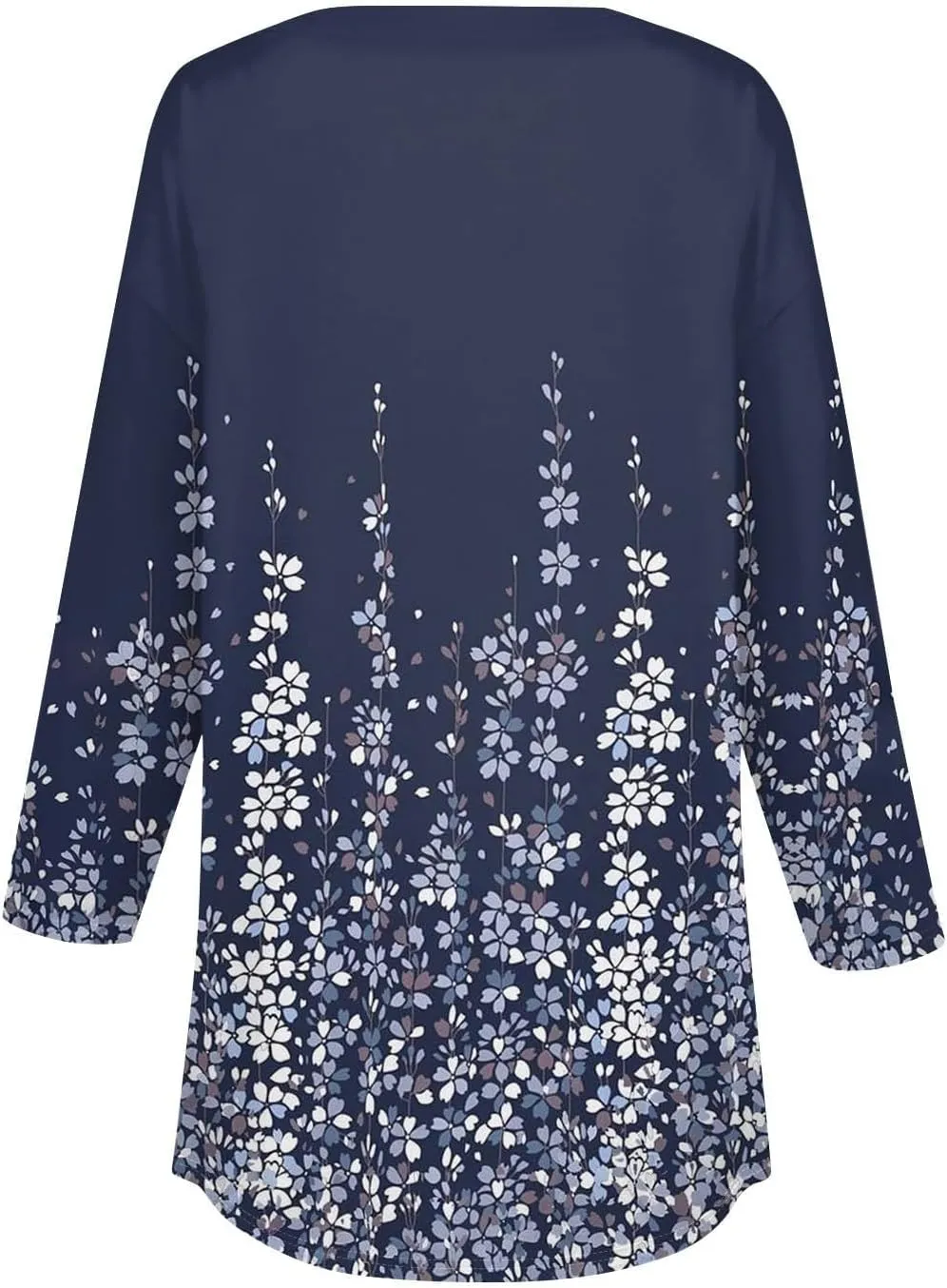 Henley Summer Shirts 3/4 Length Sleeve Womens Tops Vintage Print Casual Trendy Loose Fit 2025 Tunic Blouses