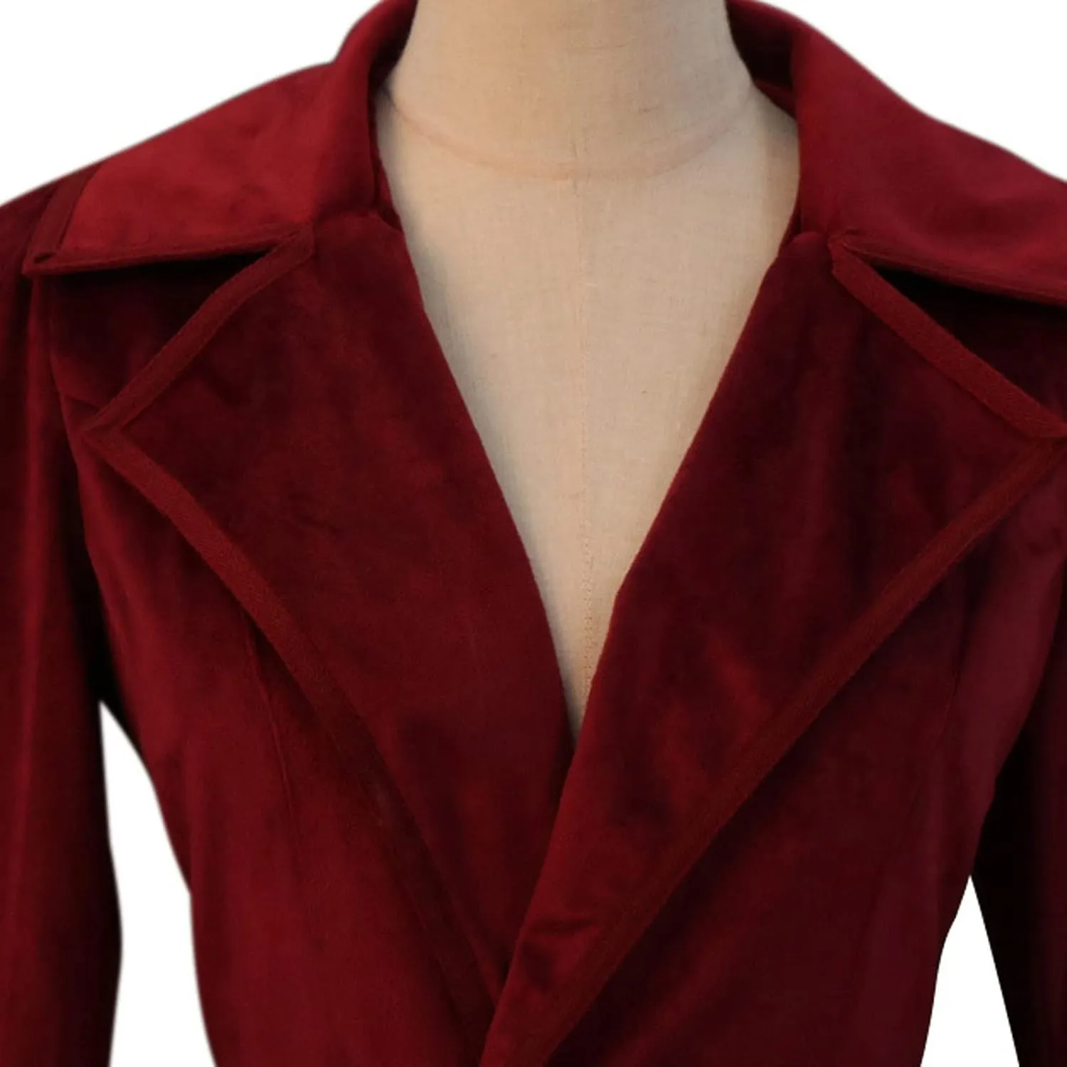 HGps8w Women Vintage Velvet Trench Coat Double Breasted Swing Dress Jacket Winter Warm Long Overcoat Windbreaker