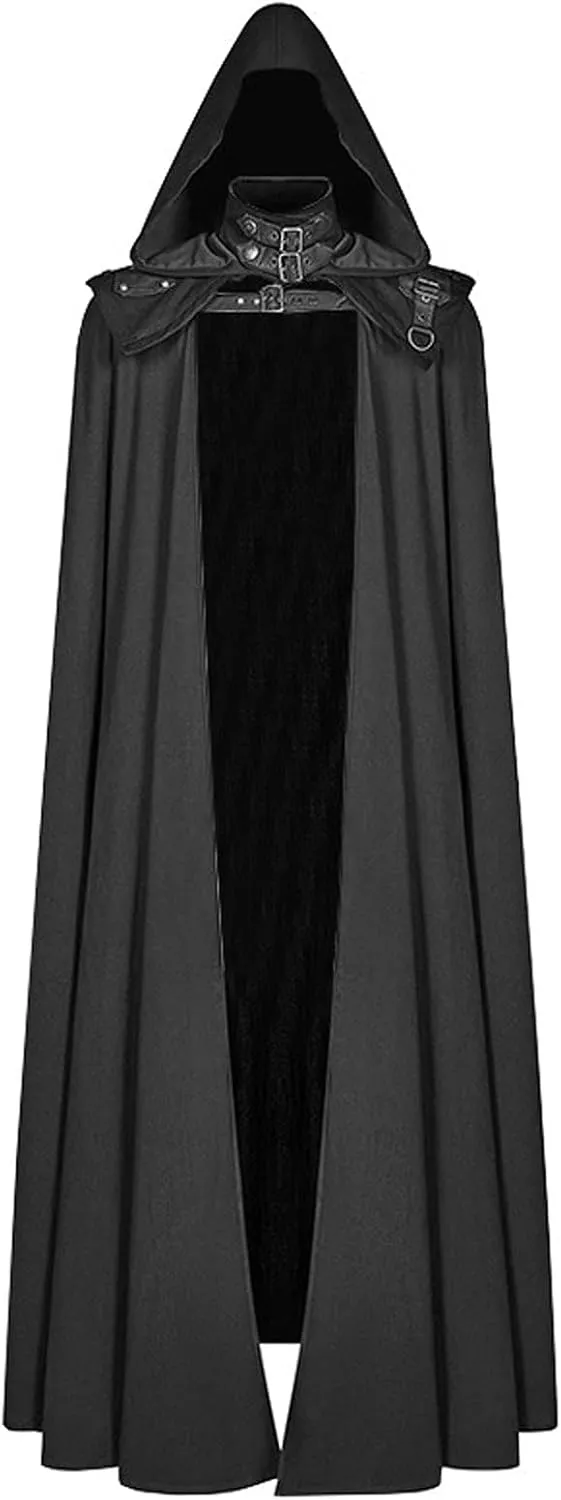 hhaappyy Men Halloween Costumes Adults,Medieval Hooded Gothic Devil Knight Robe Cloak Vampires Cosplay Cloak Hooded Capes, Black