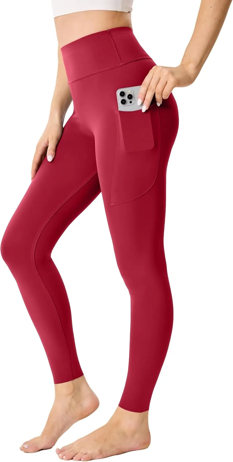 High Waisted Butt Lifting Seamless Athletic Leggings with Pockets Tummy Control Workout Yoga Pants Leggings for Women