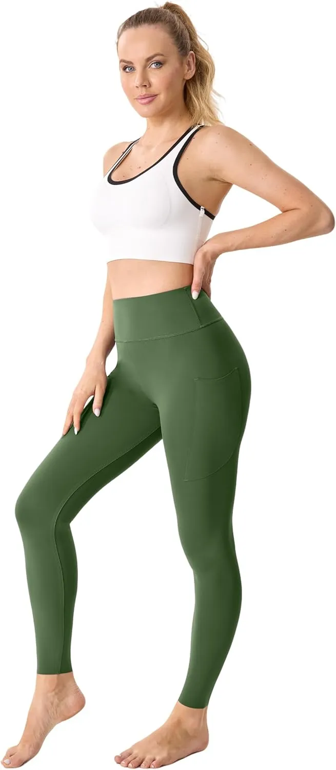 High Waisted Butt Lifting Seamless Athletic Leggings with Pockets Tummy Control Workout Yoga Pants Leggings for Women