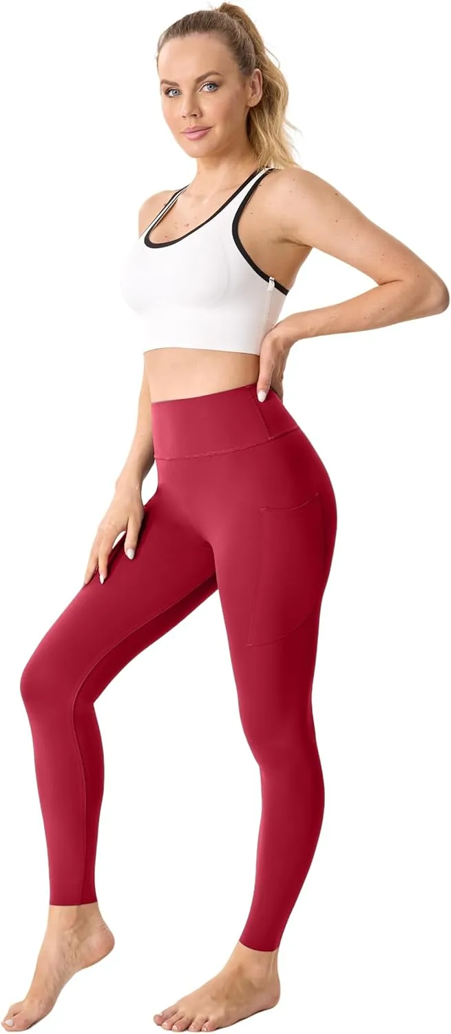 High Waisted Butt Lifting Seamless Athletic Leggings with Pockets Tummy Control Workout Yoga Pants Leggings for Women