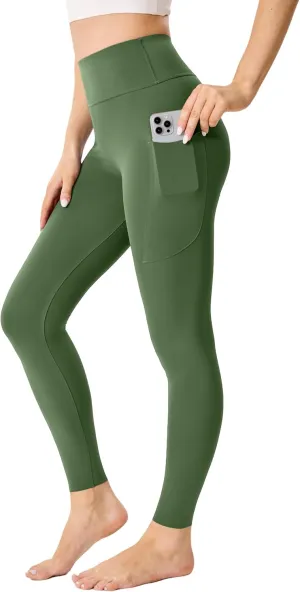 High Waisted Butt Lifting Seamless Athletic Leggings with Pockets Tummy Control Workout Yoga Pants Leggings for Women
