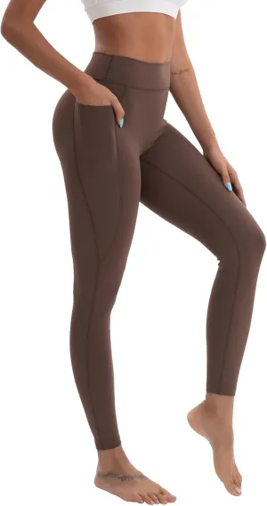 High Waisted Leggings for Women Brown Workout Leggings for Women Soft Yoga Pants Athletic Pants