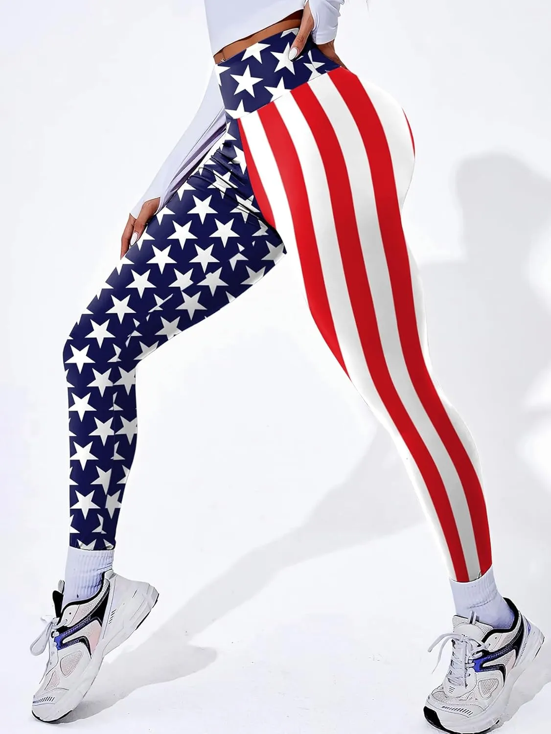 High Waisted Leggings for Women,American Flag Workout Leggings for Women Soft Running Pants