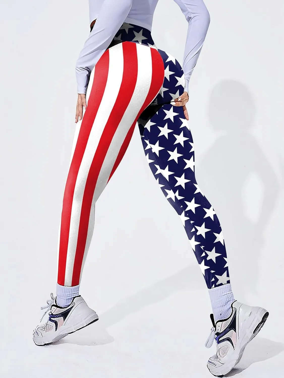 High Waisted Leggings for Women,American Flag Workout Leggings for Women Soft Running Pants