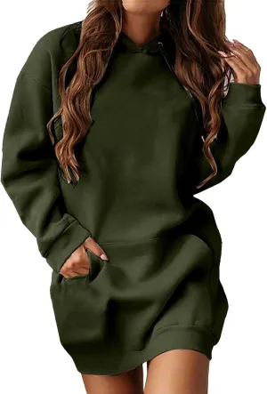 Hoodie Dress for Women 2025 Plus Size Trendy Comfy Long Sleeve Spring Sweatshirts Casual Cute Pullover with Pockets