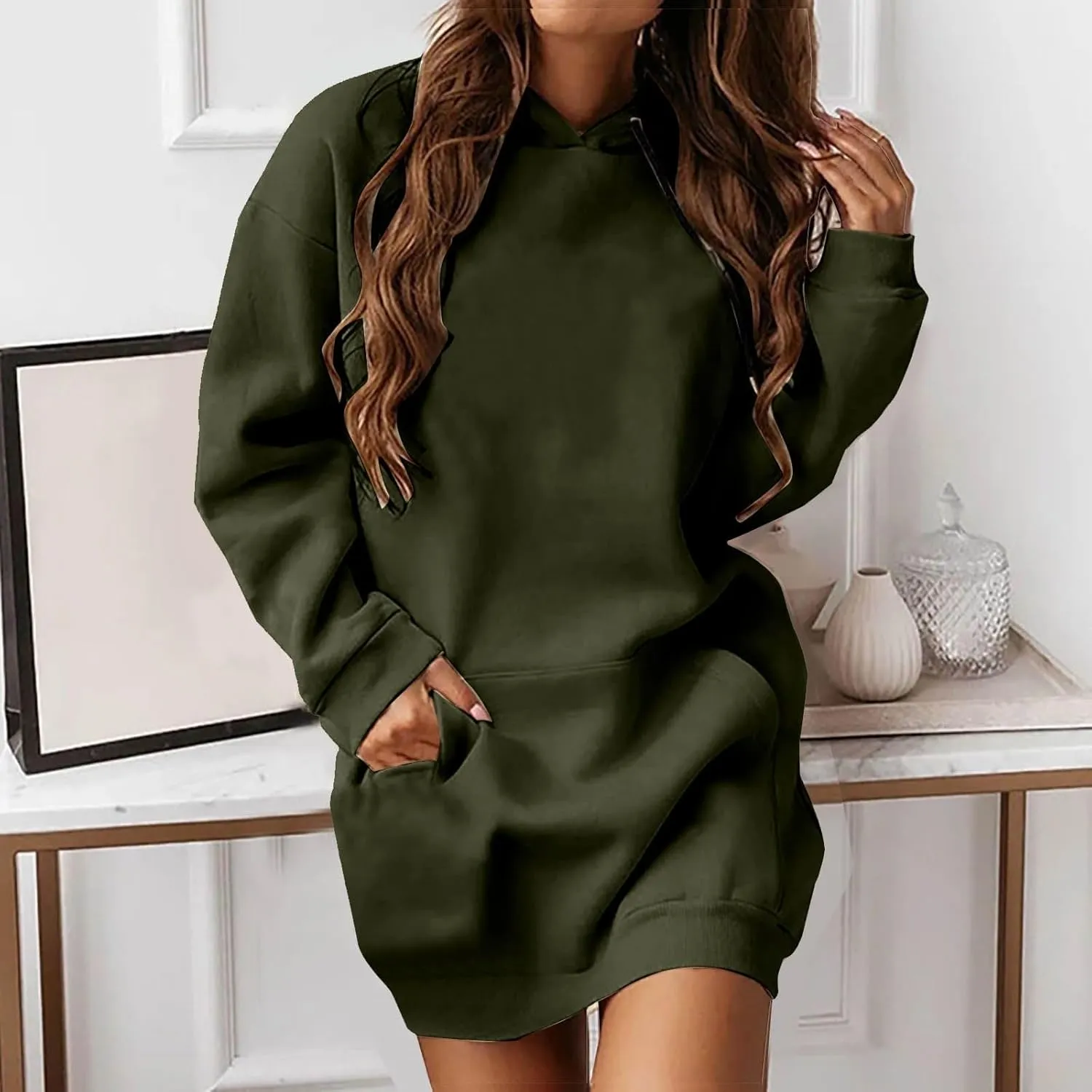 Hoodie Dress for Women 2025 Plus Size Trendy Comfy Long Sleeve Spring Sweatshirts Casual Cute Pullover with Pockets