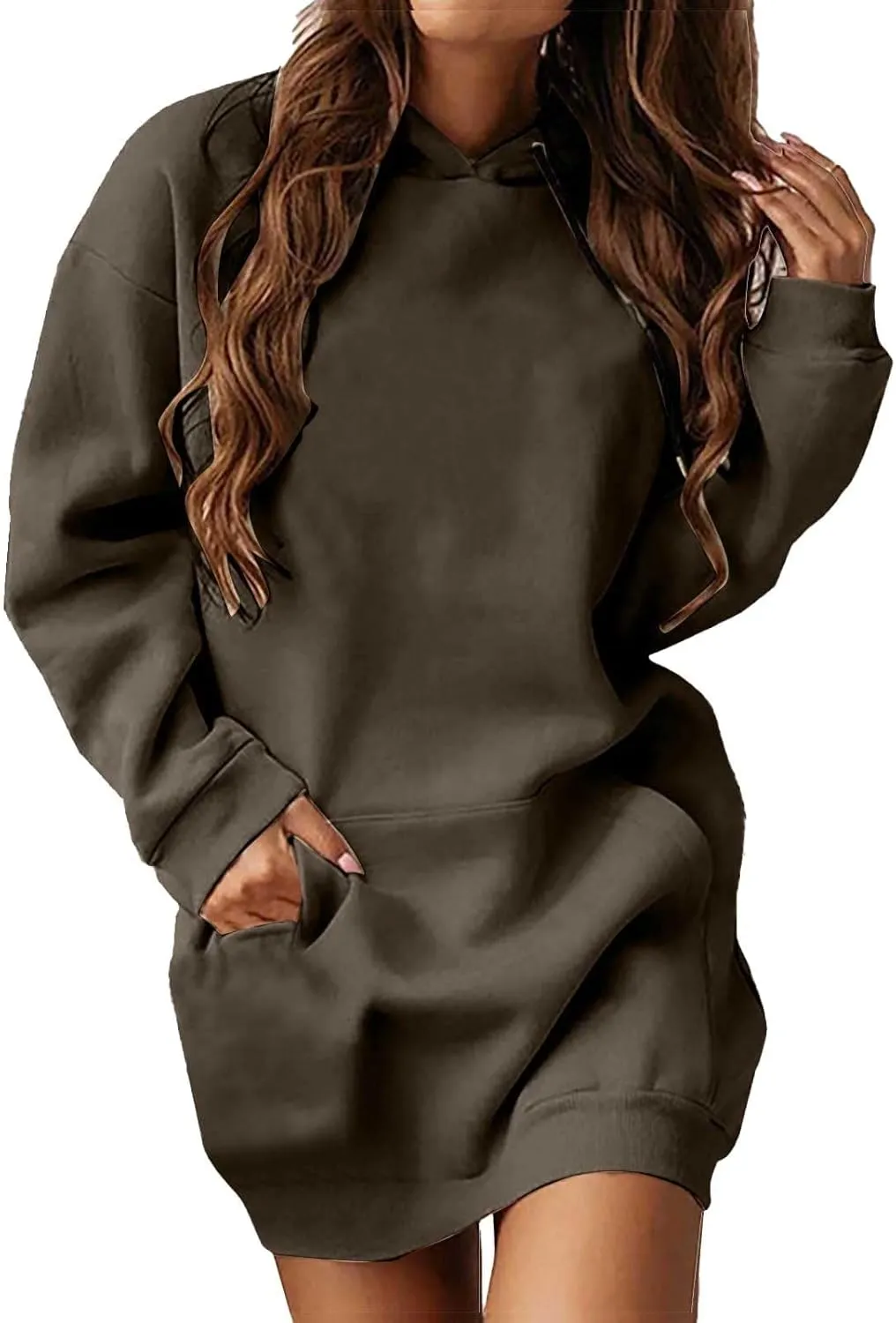 Hoodie Dress for Women Oversized Hoodies for Women Plus Size Casual Crewneck Long Sleeve Pullover with Pockets