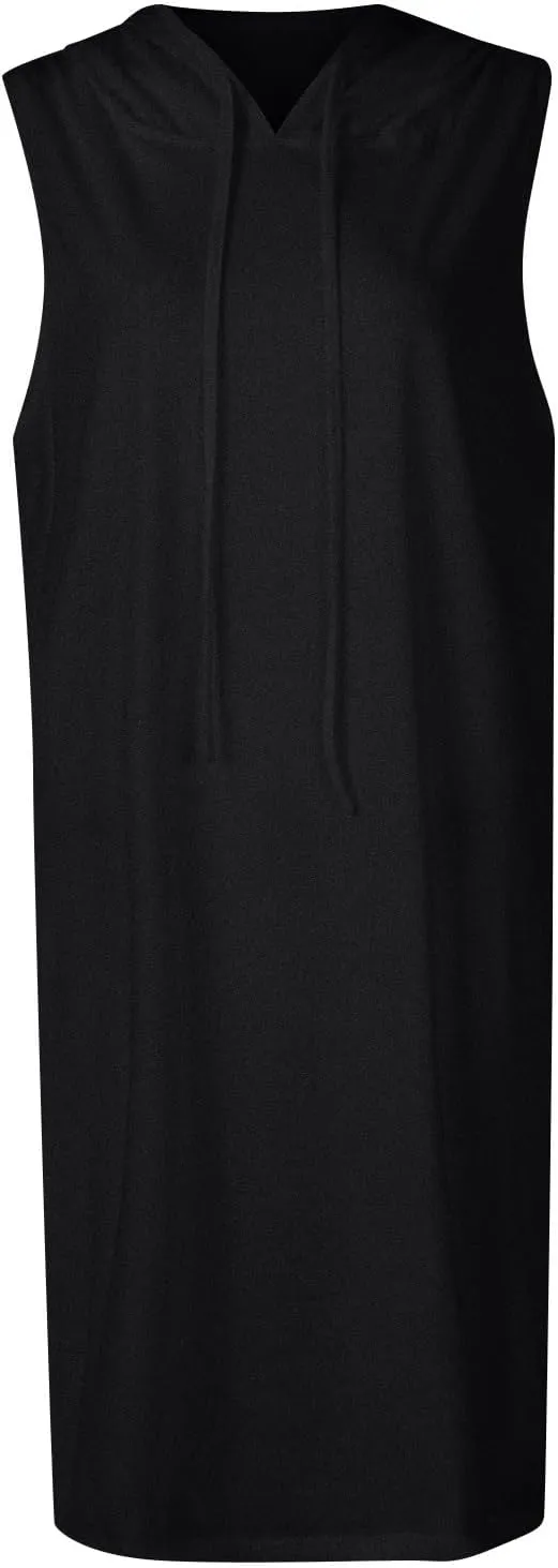 Hoodie Dress for Women Summer Drawstring Sleeveless Sweatshirt Dress Athleisure Hooded Tank Mini Dresses 2025