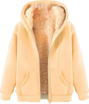 Hoodies for Men Heavyweight Fleece Sweatshirt - Full Zip Up Thick Sherpa Lined Winter Jackets with Pockets