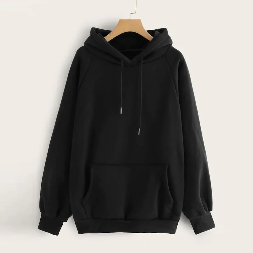 Hoodies for Women Pullover Basic Solid Long Sleeve Crewneck Sweatshirts for Teens Girls Oversized Hooded Tops