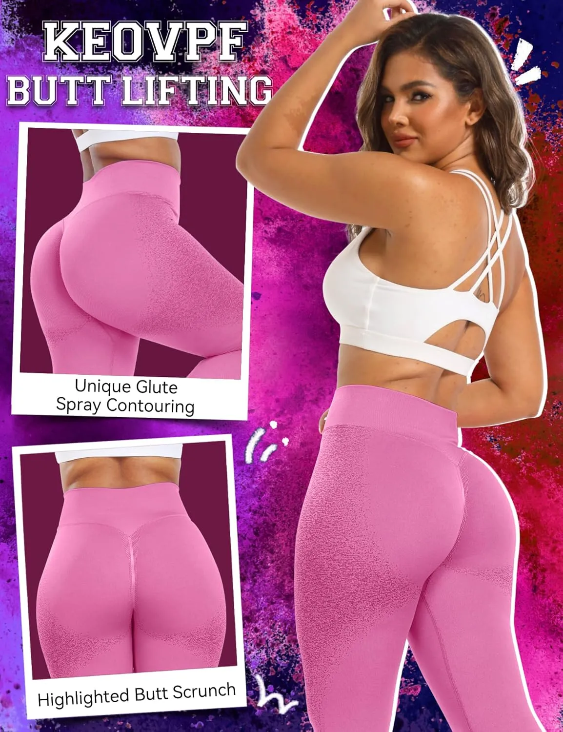 Ignite Seamless Workout Gym Leggings for Women Scrunch Butt Lifting Leggings for Women Tummy Control Yoga Pants