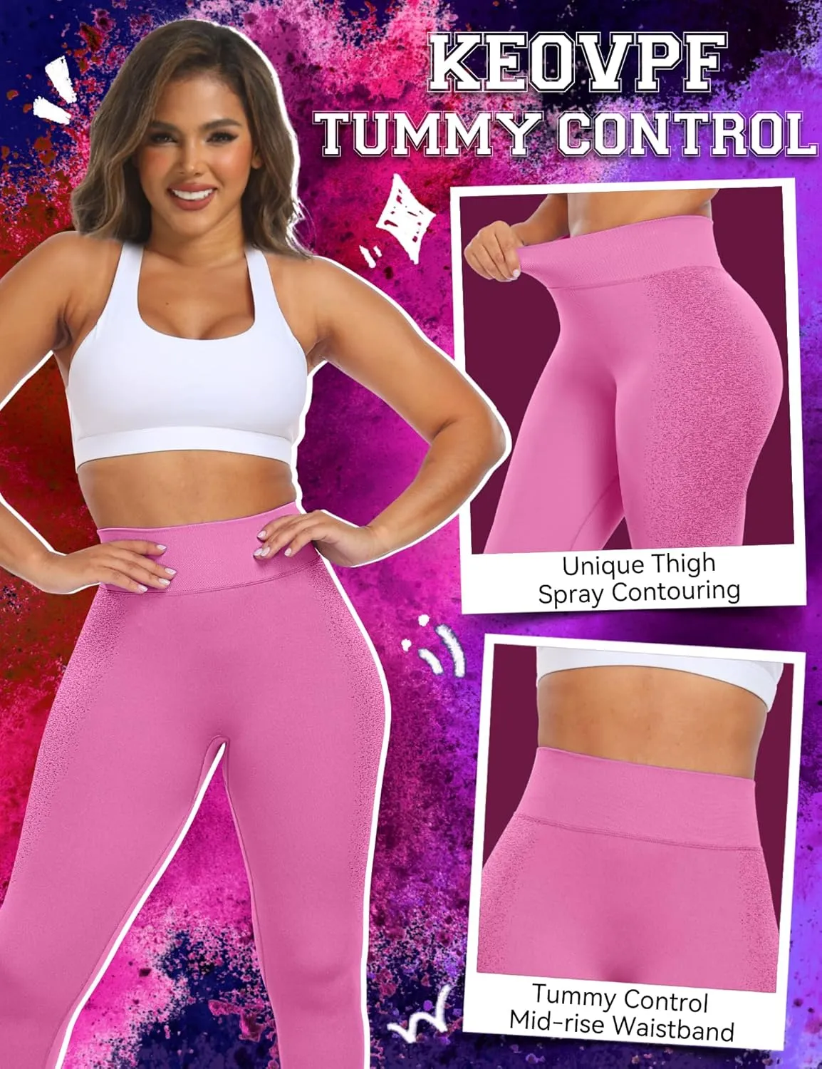 Ignite Seamless Workout Gym Leggings for Women Scrunch Butt Lifting Leggings for Women Tummy Control Yoga Pants