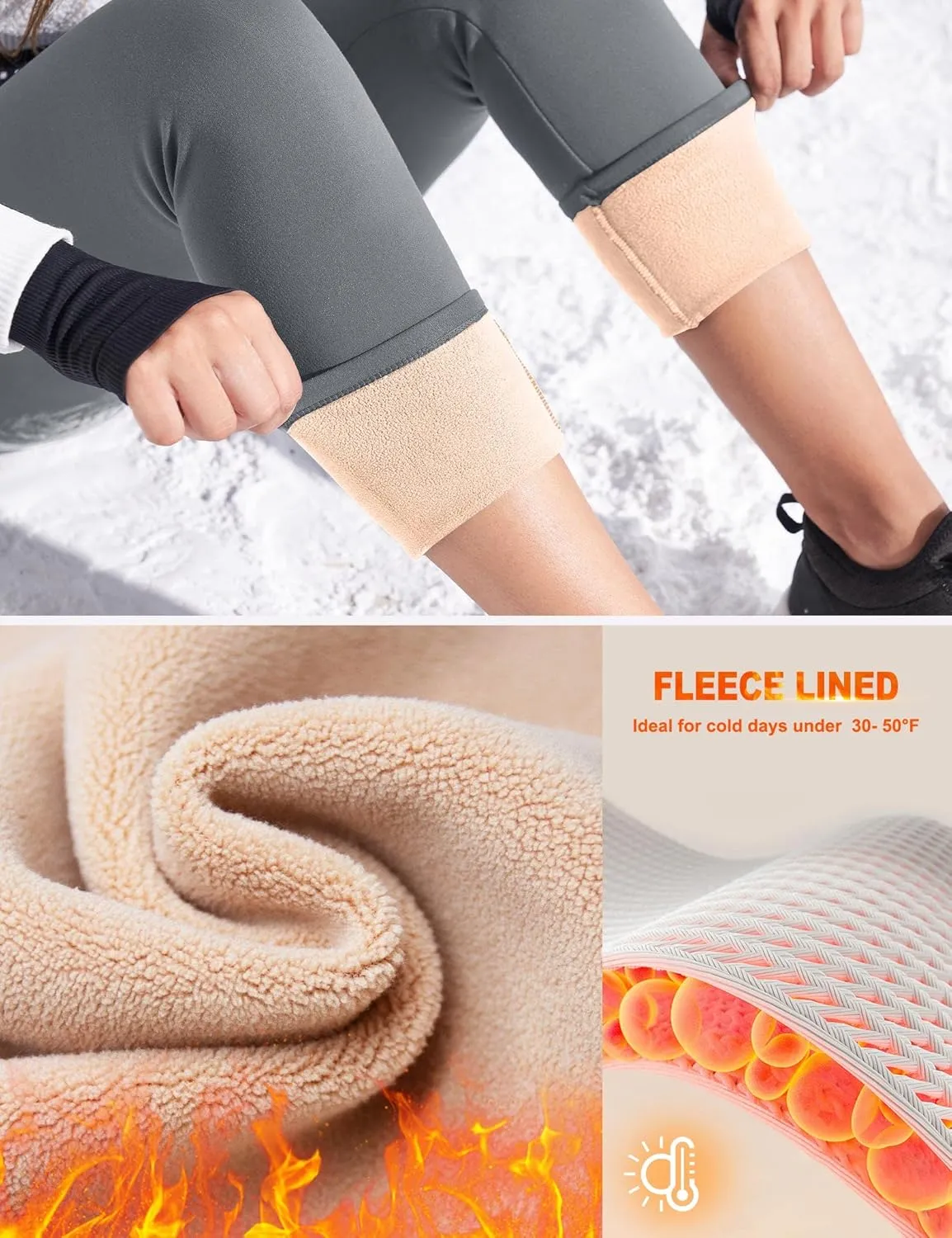 IUGA Thick Fleece Lined Leggings Women High Waist Warm Yoga Pants Winter Workout Thermal Leggings for Women