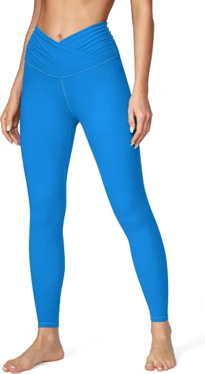 IUGA Women's Crossover Leggings with Pockets Workout Leggings for Women Tummy Control High Waisted V Cross Waist Yoga Pants