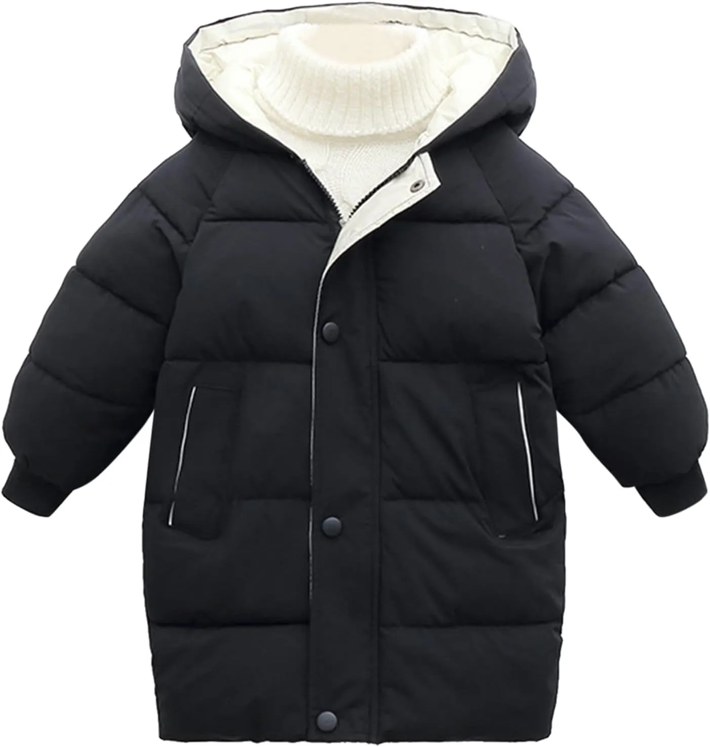 Jchen Boys Girls Winter Down Cotton Padded Coats with Hoods,Kids Hooded Windproof Zipper Outerwear Coat Puffer Down Jacket