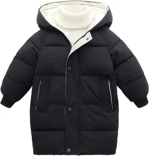 Jchen Boys Girls Winter Down Cotton Padded Coats with Hoods,Kids Hooded Windproof Zipper Outerwear Coat Puffer Down Jacket