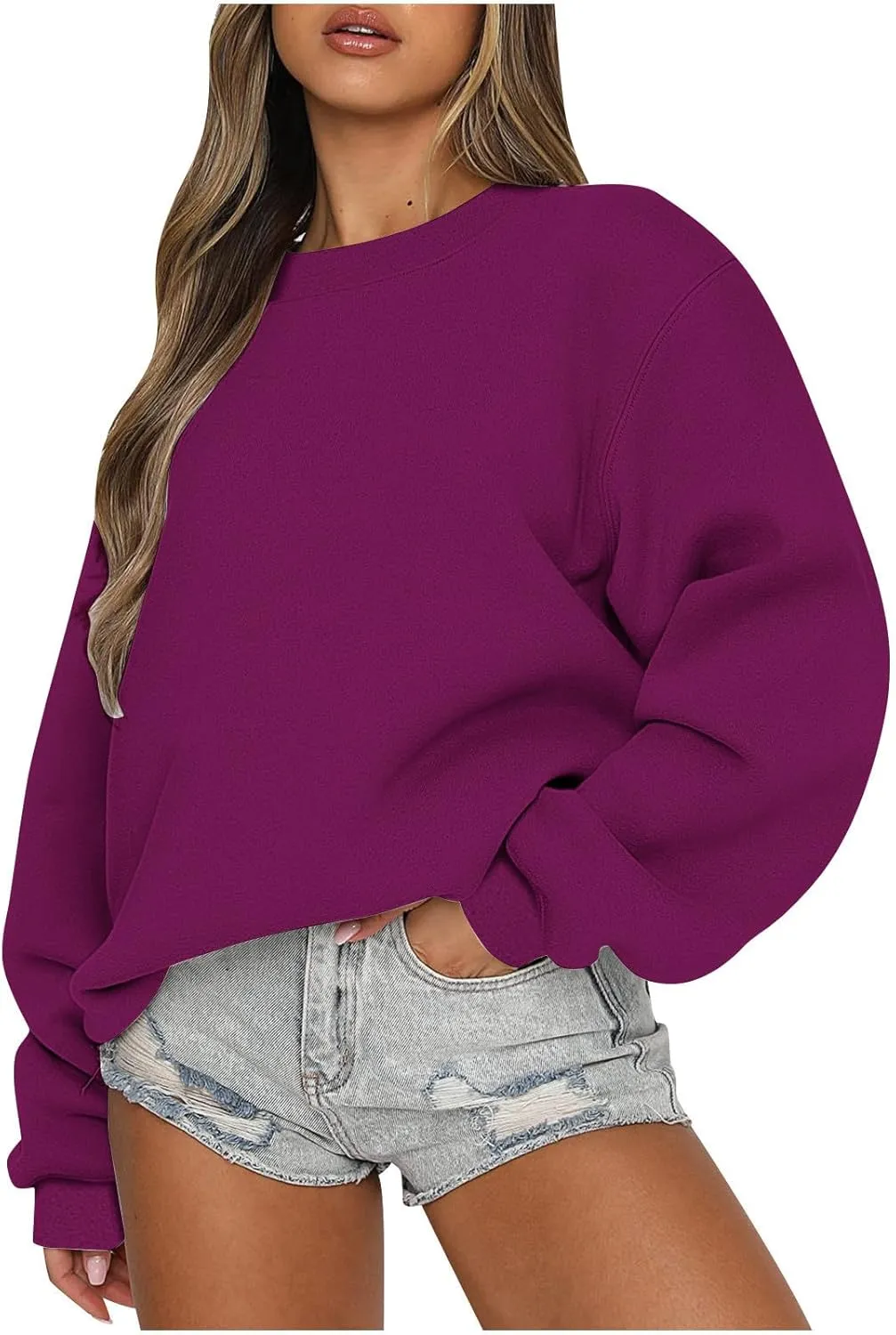 jovati Women Black Sweatshirts Oversized Crew Neck Pullover Casual Hoodies 2024 Fall Outfits Fashion Clothes prime clearance items today only clean girl aesthetic clothes