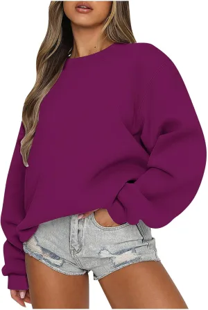 jovati Women Black Sweatshirts Oversized Crew Neck Pullover Casual Hoodies 2024 Fall Outfits Fashion Clothes prime clearance items today only clean girl aesthetic clothes