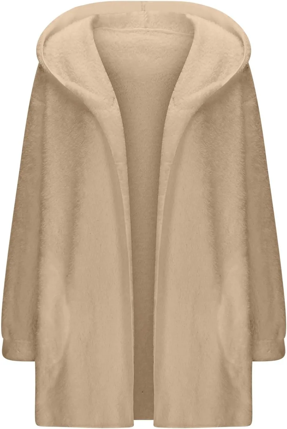 jovati Womens Winter Long Sleeve Solid Fuzzy Fleece Open Front Hooded Cardigans Jacket Coats Outerwear with Pocket 2024