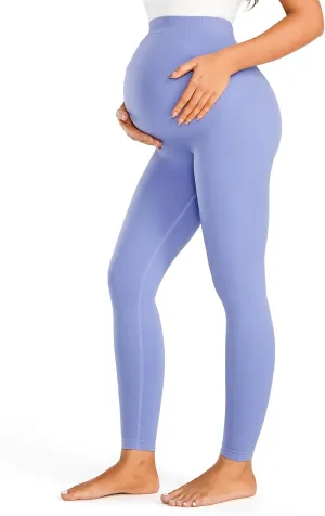JOYSPELS No See-Through Maternity Workout Yoga Leggings Soft Stretchy Pregnancy Leggings Over The Belly