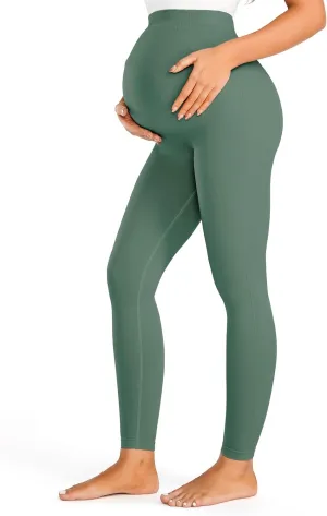 JOYSPELS No See-Through Maternity Workout Yoga Leggings Soft Stretchy Pregnancy Leggings Over The Belly