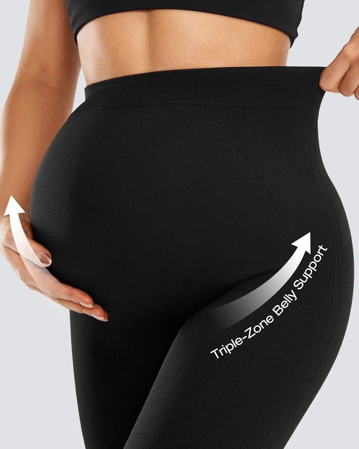 JOYSPELS No See-Through Maternity Workout Yoga Leggings Soft Stretchy Pregnancy Leggings Over The Belly