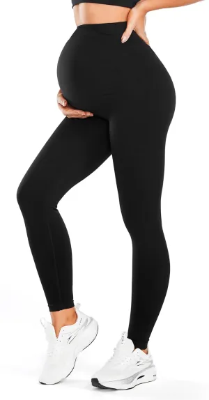 JOYSPELS No See-Through Maternity Workout Yoga Leggings Soft Stretchy Pregnancy Leggings Over The Belly
