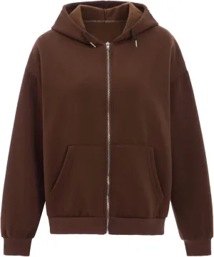 KEEVICI Women's Cute Frog Skateboarding Sweatshirt Brown Zip Up Hoodie Oversized Cotton Aesthetic Clothes Y2k Long Sleeve Top