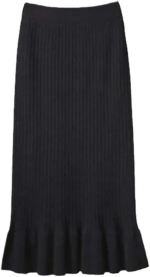 KEHAIOO Women Elastic Waist Drawstring Skirts Knitted Medium Long Skirts Spring Autumn Midi Skirt Casual Office Skirts