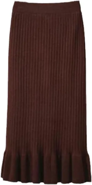 KEHAIOO Women Elastic Waist Drawstring Skirts Knitted Medium Long Skirts Spring Autumn Midi Skirt Casual Office Skirts