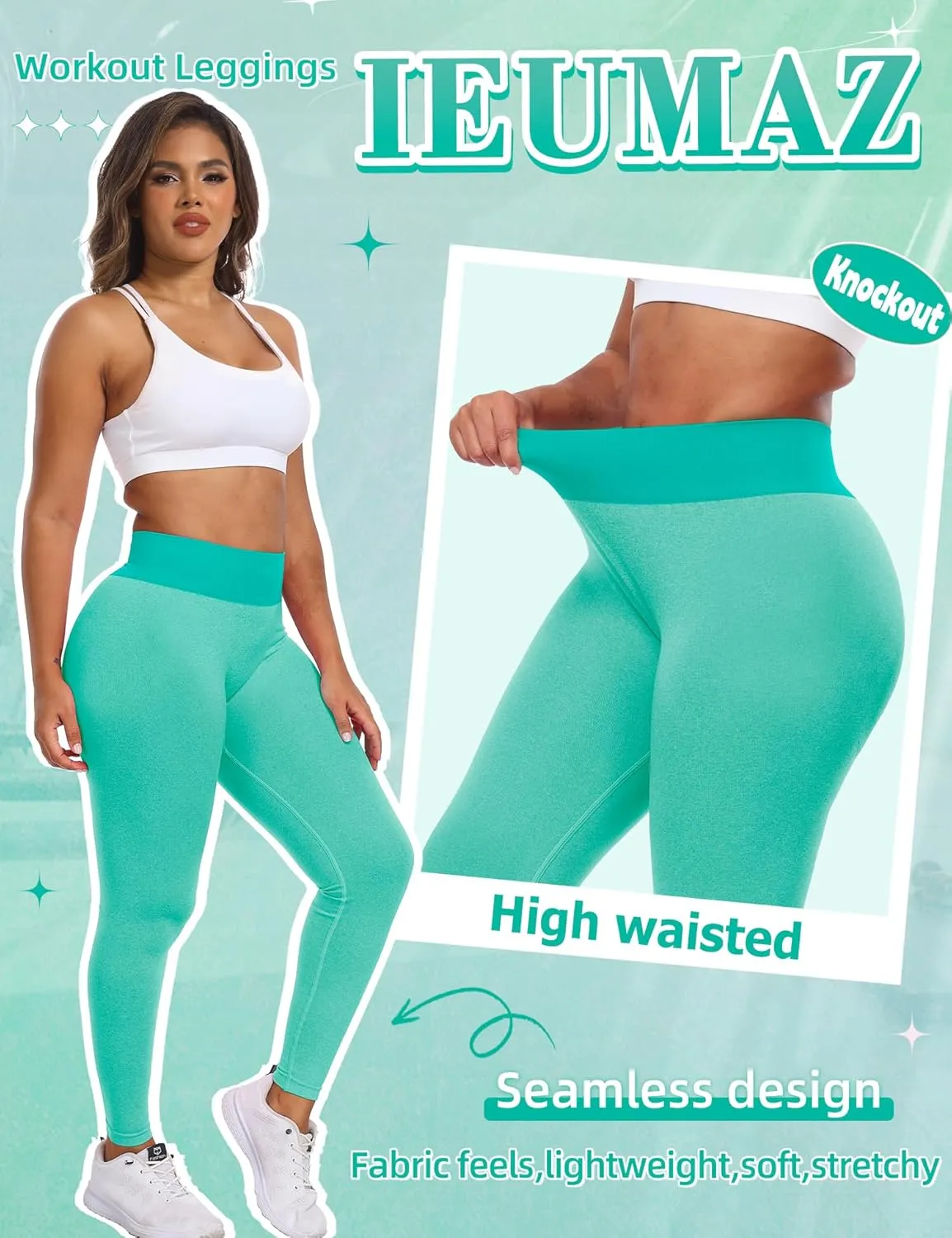 Knockout Seamless Gym Workout Leggings Scrunch Butt Lifting Leggings for Women High Waist Tummy Control Yoga Pants