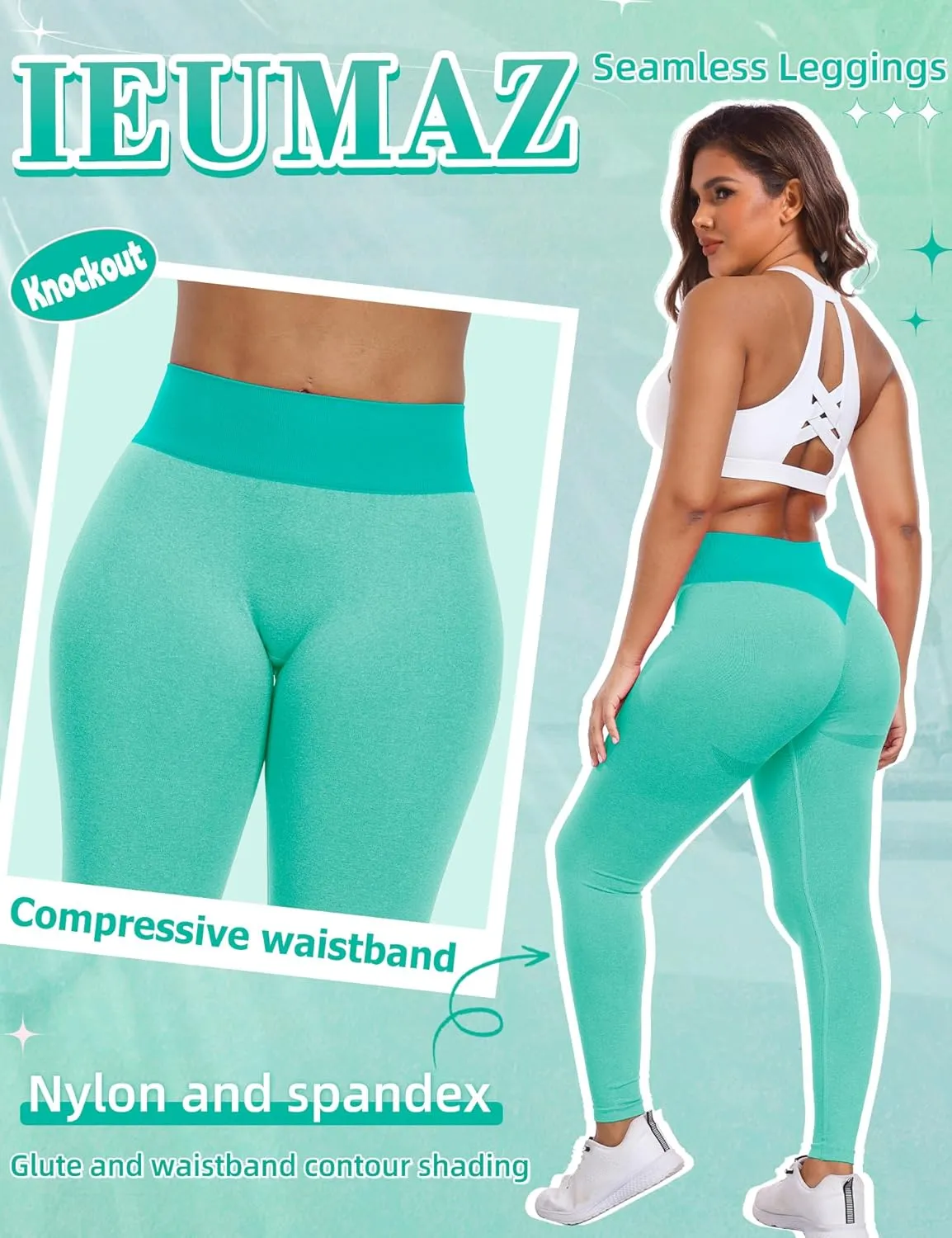 Knockout Seamless Gym Workout Leggings Scrunch Butt Lifting Leggings for Women High Waist Tummy Control Yoga Pants