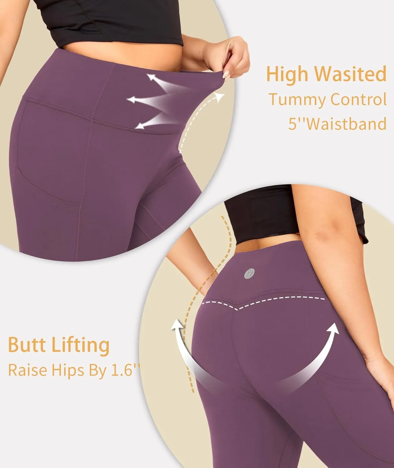 LALAGEN Plus Size Leggings for Women with Pockets-High Waisted 7/8 Leggings Tummy Control Workout Gym Yoga Pants