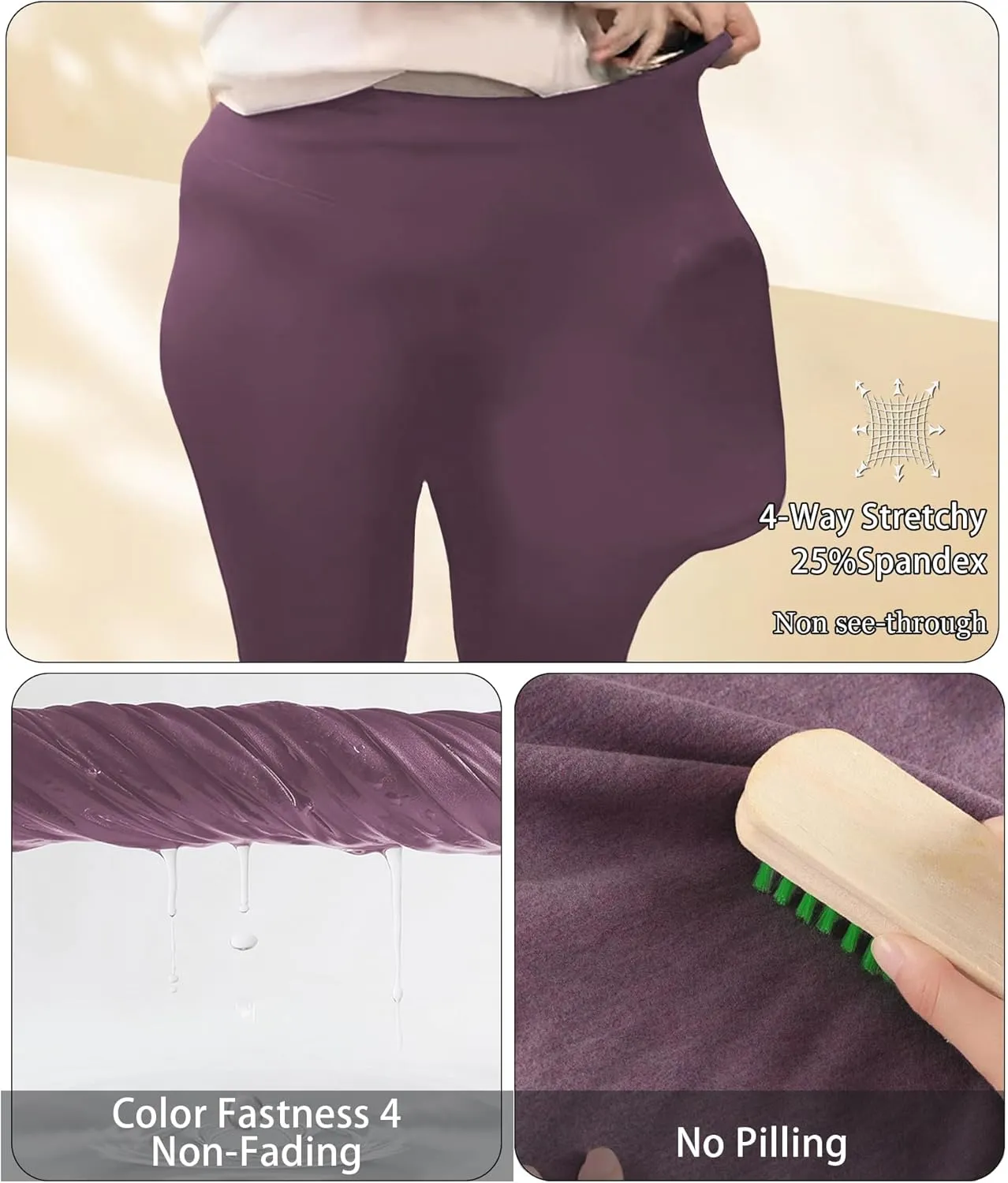 LALAGEN Plus Size Leggings for Women with Pockets-High Waisted 7/8 Leggings Tummy Control Workout Gym Yoga Pants