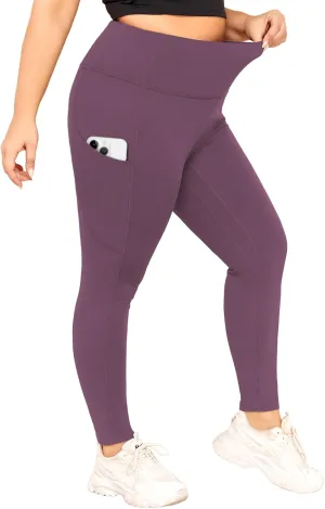 LALAGEN Plus Size Leggings for Women with Pockets-High Waisted 7/8 Leggings Tummy Control Workout Gym Yoga Pants