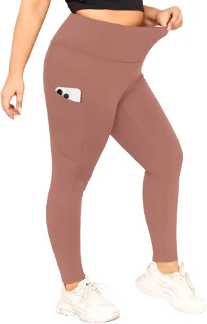 LALAGEN Plus Size Leggings for Women with Pockets-High Waisted 7/8 Leggings Tummy Control Workout Gym Yoga Pants