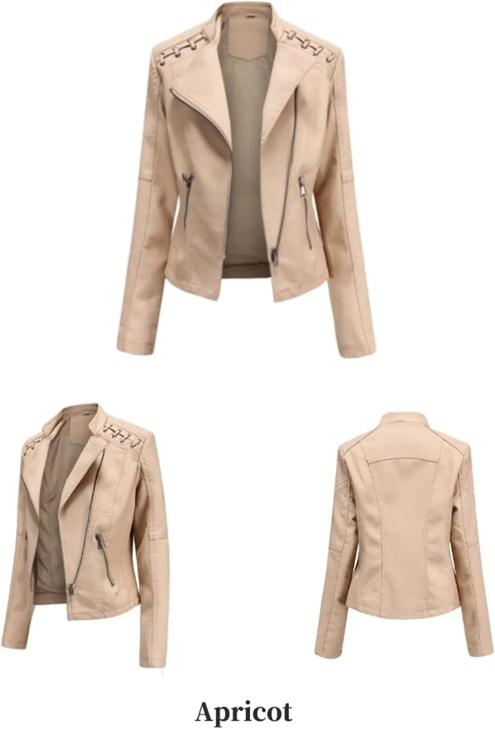 LCMTWX Leather Jacket Full Zip Snap Stand Collar Long Sleeve Outwear Cool Slim Jacket Coat for Vacation Brown Jacket Biker