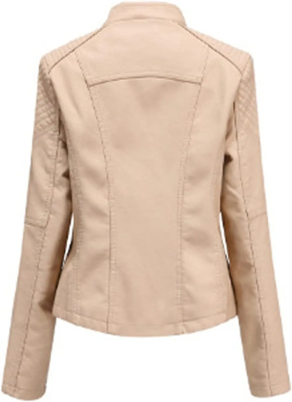 LCMTWX Leather Jacket Full Zip Snap Stand Collar Long Sleeve Outwear Cool Slim Jacket Coat for Vacation Brown Jacket Biker